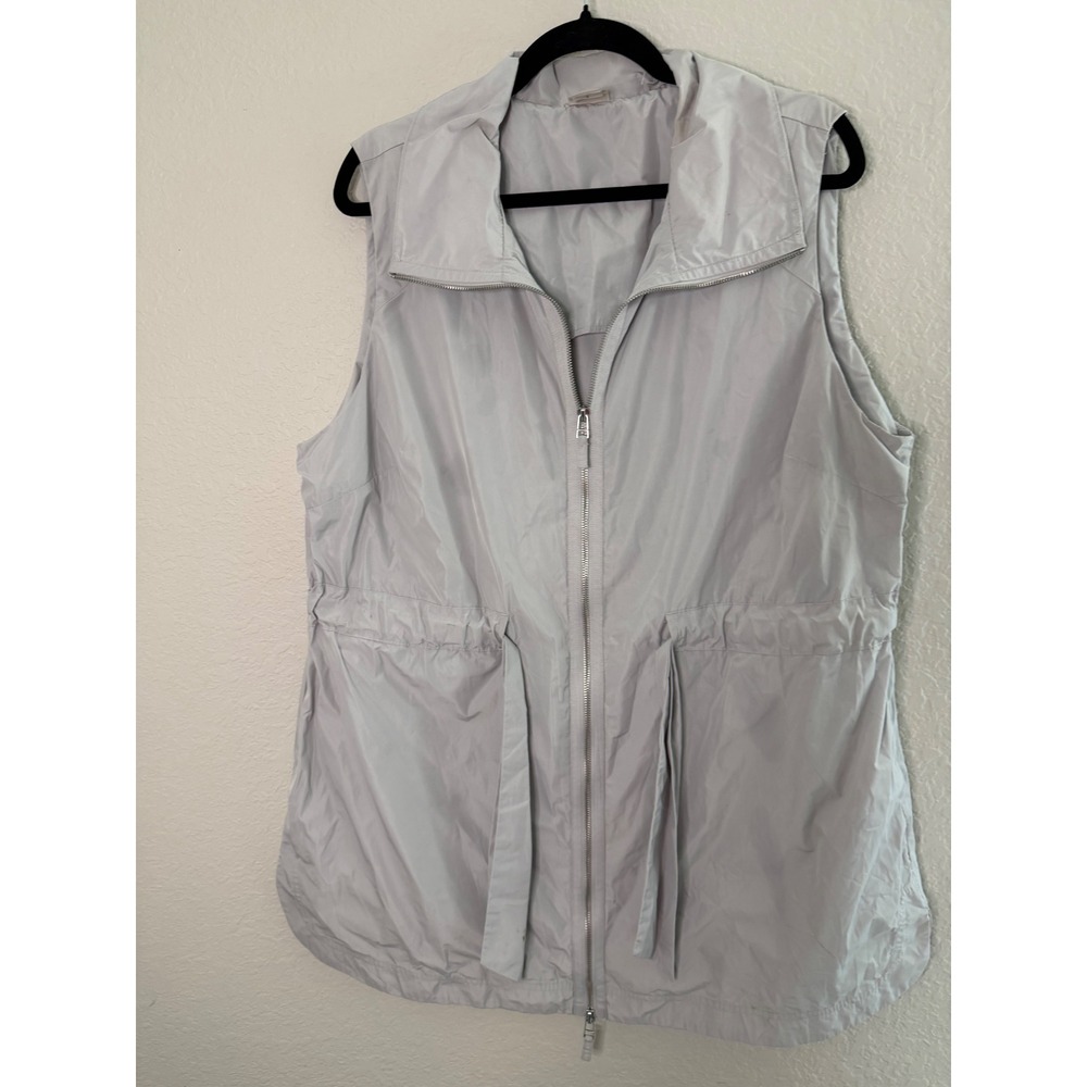 Chicos Zenergy Womens Light Gray Full Zip Drawstring Waist Utility Vest Size 3 L